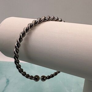 Classic Twisted Open Bangle Bracelet in Sterling Silver